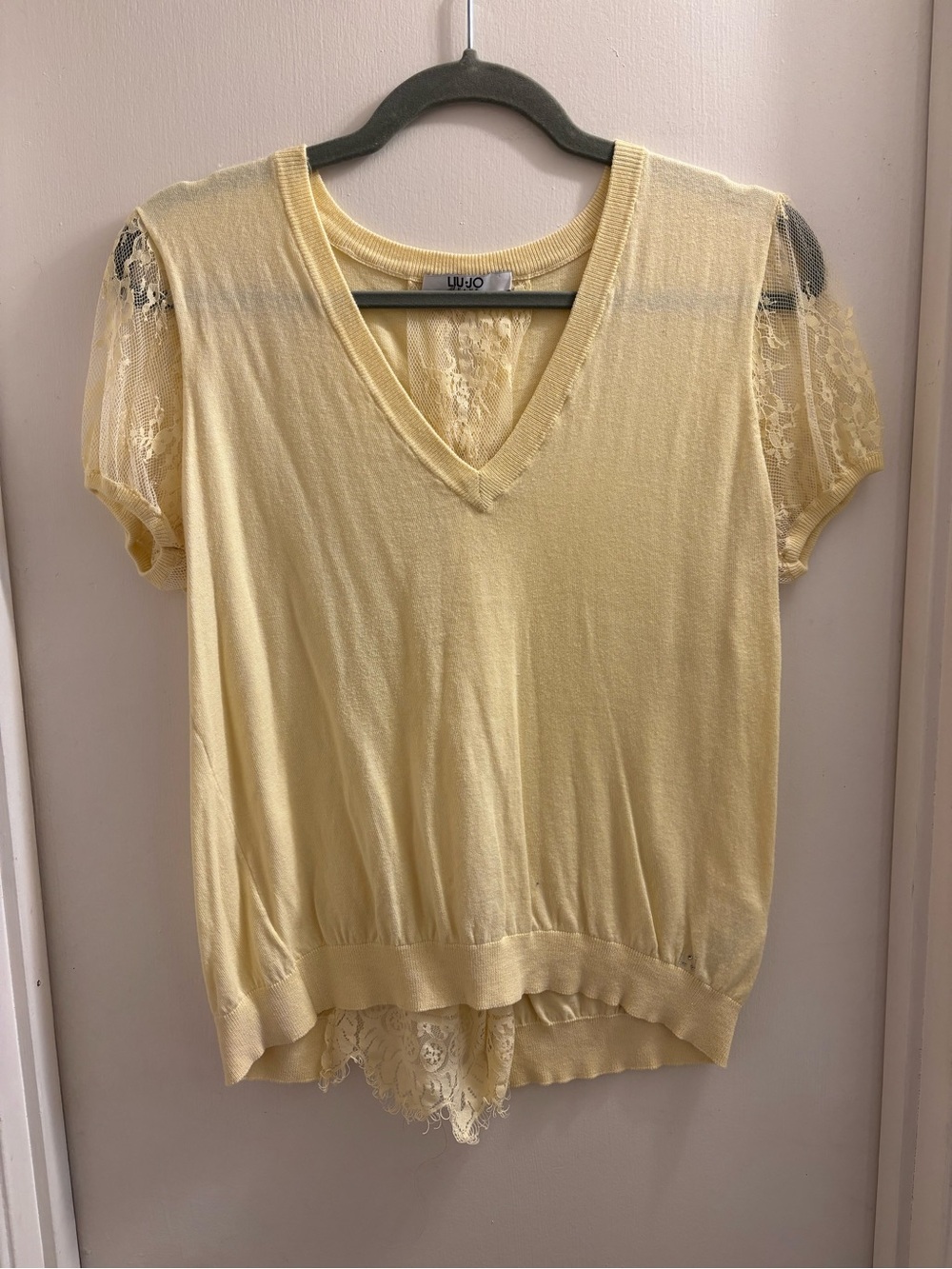Liu Jo Jeans Yellow Lace Back Knit Top Size L